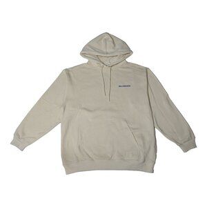 Balenciaga Front Back Logo Hoodie Beige